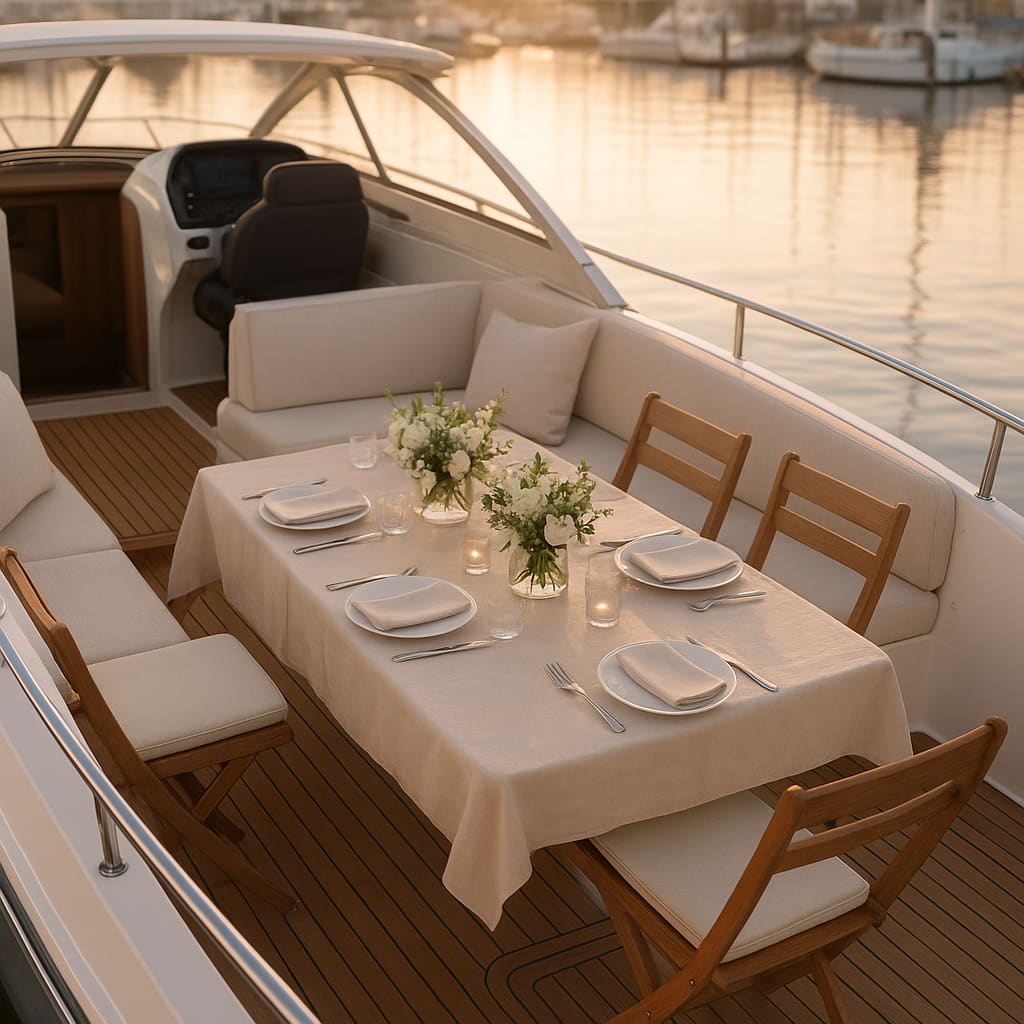 Charterboot vorbereitet für privaten Anlass